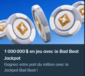 Bannière Stake Bad Beat Jackpot poker million en jeu